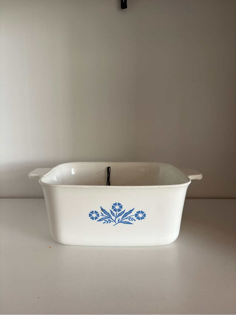 Corningware White Casserole with Blue Floral Design